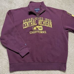 Vtg Central Michigan Chips JanSport Quarter Zip Pull Over Sweater Extra Large